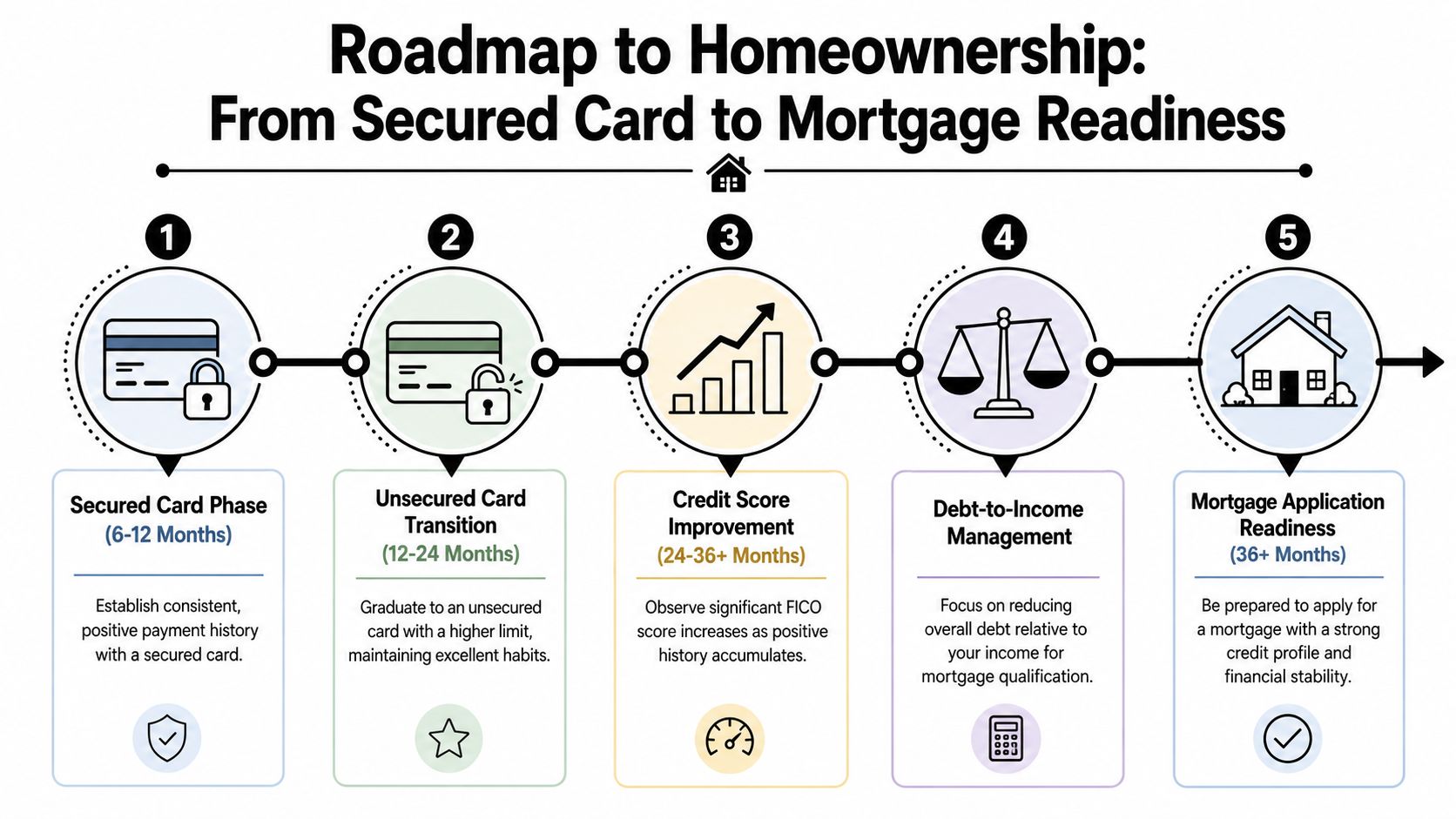 Timeline roadmap with milestones for credit rebuilding after bankruptcy